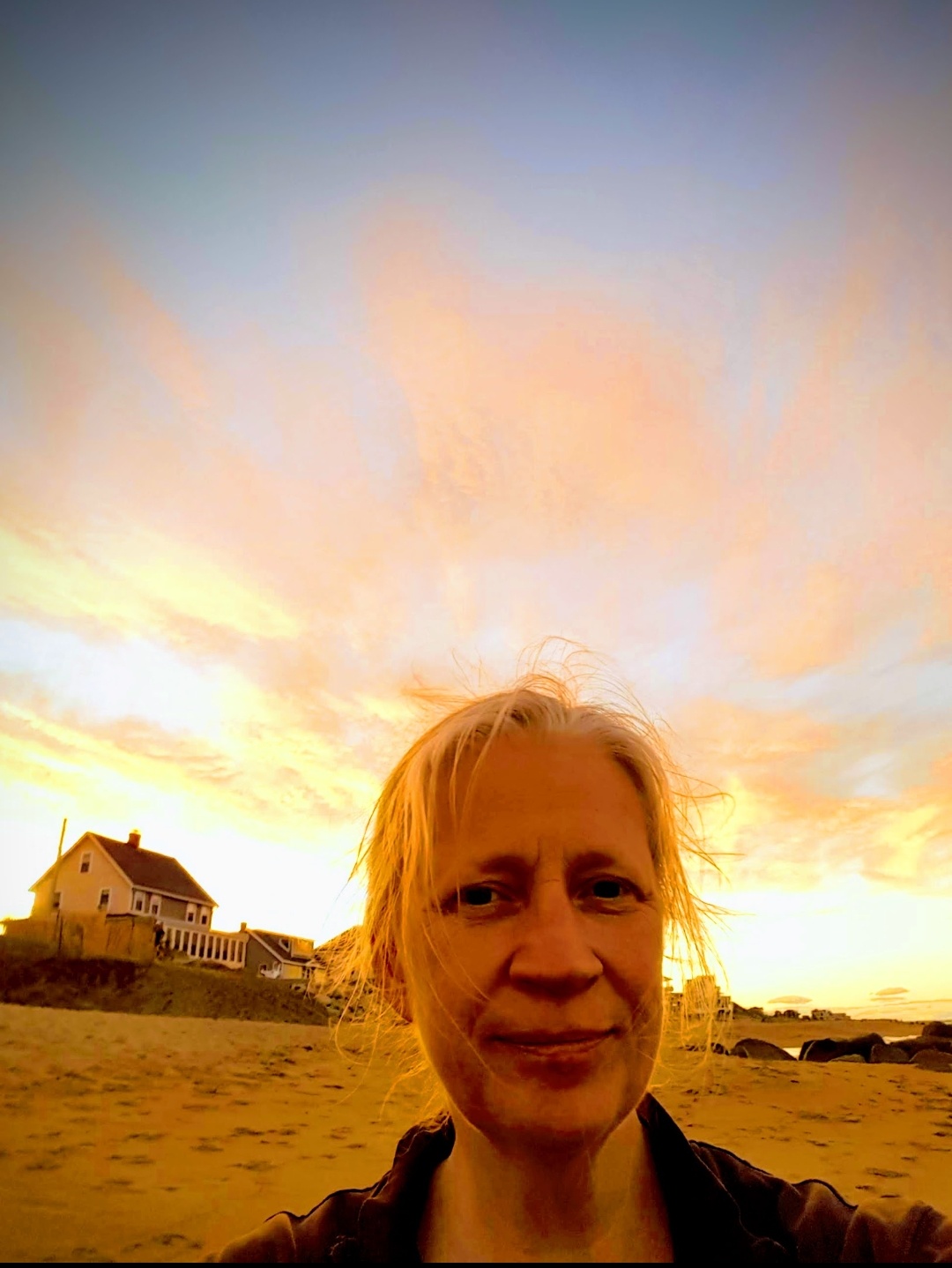 Lissa Walsh of Divine Assist Mentoring with a sunset behind her